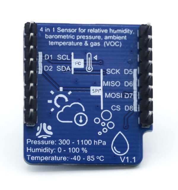 bme680-sensor-shield-rueckseite Rückseite des BME680 Sensor Shields mit Anschlüssen