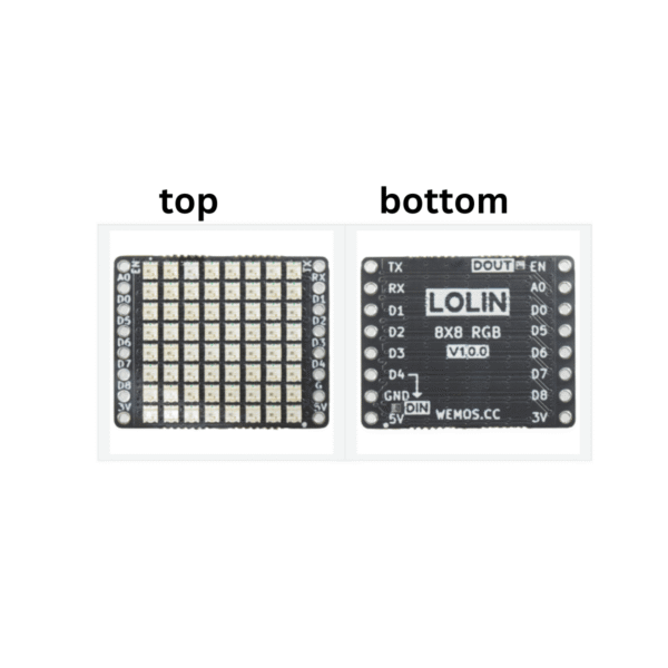 chipglobe-8x8-rgb-shield-64-leds-ws2812b-3 8x8 RGB Shield 64 LEDs WS2812B Top und Bottom Ansicht