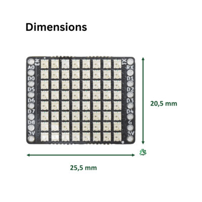 8x8 RGB Shield 64 LEDs WS2812B Abmessungen