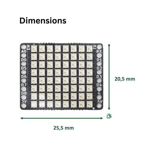 chipglobe-8x8-rgb-shield-64-leds-ws2812b-5 8x8 RGB Shield 64 LEDs WS2812B Abmessungen