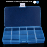 Sortimentskasten mit 15 Gittern blau transparent geöffnet