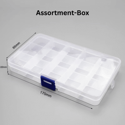 chipglobe-sortimentskasten-15-gitter-4 Sortimentskasten mit 15 Gittern transparent Produktansicht