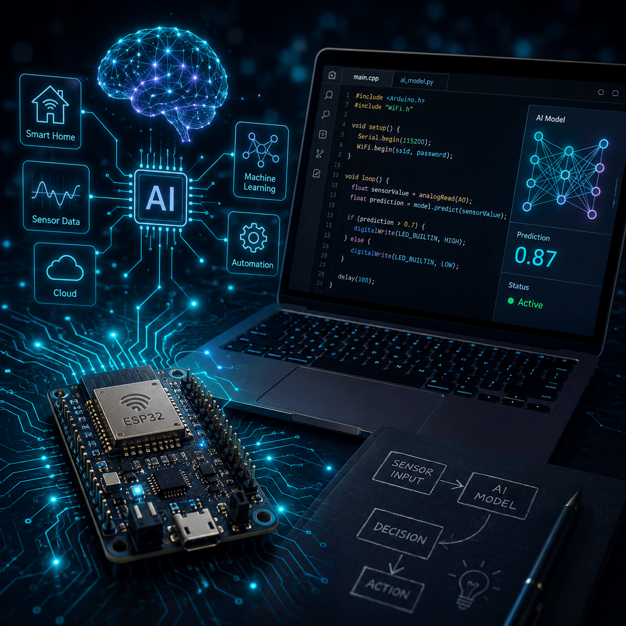 Carenuity Home Challenge Level 3 – AI Coding und Arduino Entwicklung mit ESP32