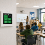 Carenuity SQ Panel Weiss zur Luftqualitäts- und CO₂-Überwachung im modernen Klassenzimmer