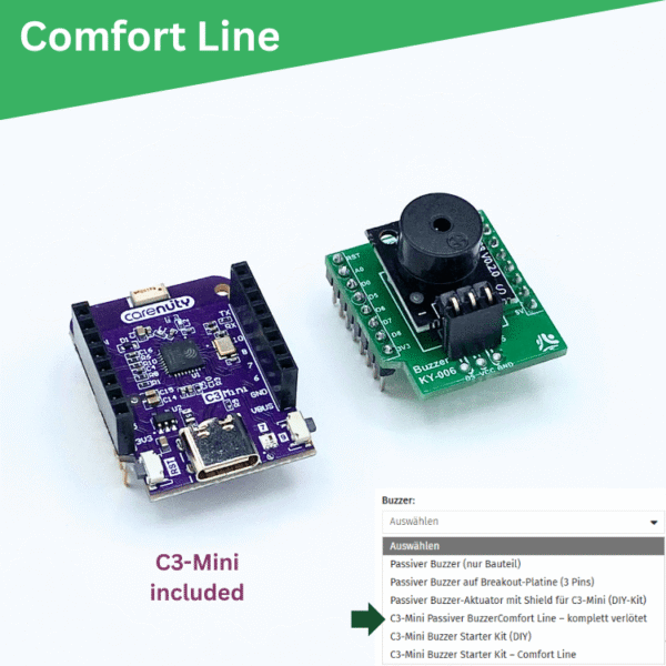 chipglobe-piezo-buzzer-starter-kit-esp32-c3-mini-5 Passiver Piezo Buzzer Modul auf Board