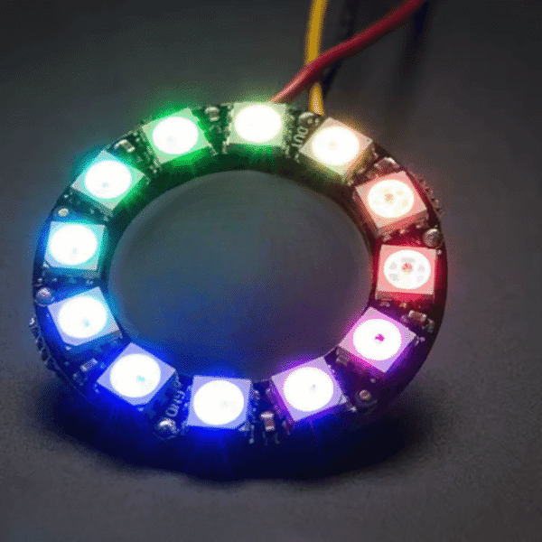 rgb-led-ring-12-ws2812-2 RGB LED Ring-12 WS2812 Farbig angeschlossen