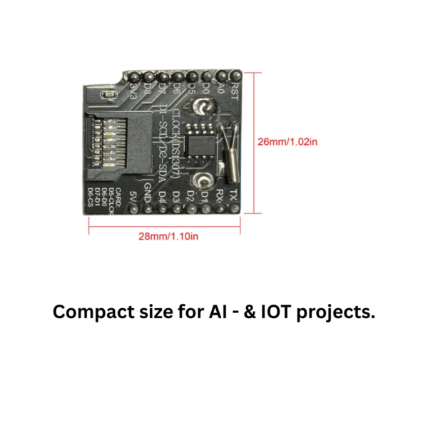 Micro SD Card Shield for WEMOS C3-Mini_view04 D1 Mini Datenlogger Shield Dimensions