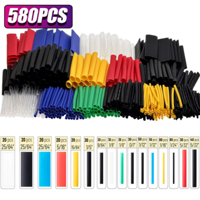Schrumpfschlauch Nachfüllpack 580-teilig – 11 Größen & 6 Farben