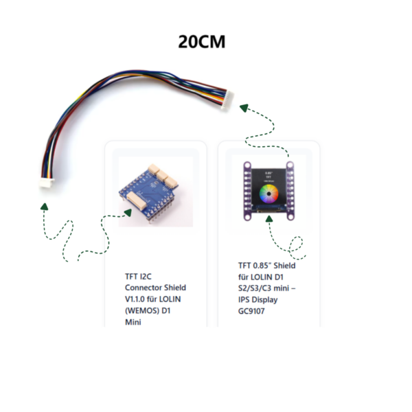 TFT e-Paper Kabel WEMOS SH1.0 10-Pin (2) TFT e-Paper Kabel WEMOS SH1.0 10-Pin an WEMOS Board angeschlossen