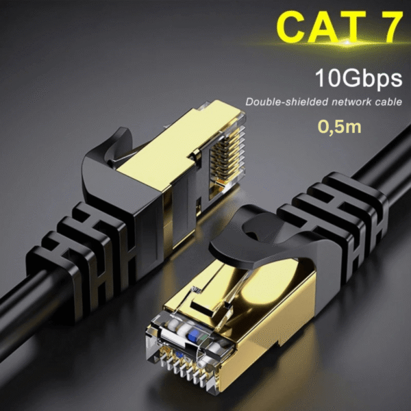 carenuity_cat7-netzwerkkabel-schwarz-1 CAT7 Netzwerkkabel 50 cm Schwarz mit SFTP-Schirmung und RJ45-Steckern