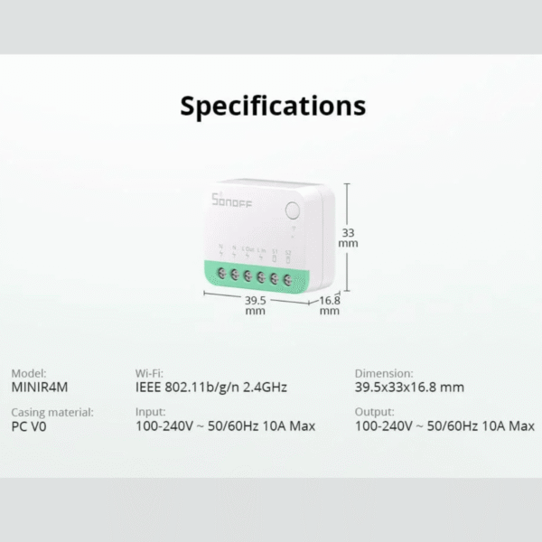carenuity_sonoff-minir4m-10 SONOFF MINIR4M Matter WLAN Smart-Relais 10A Unterputz